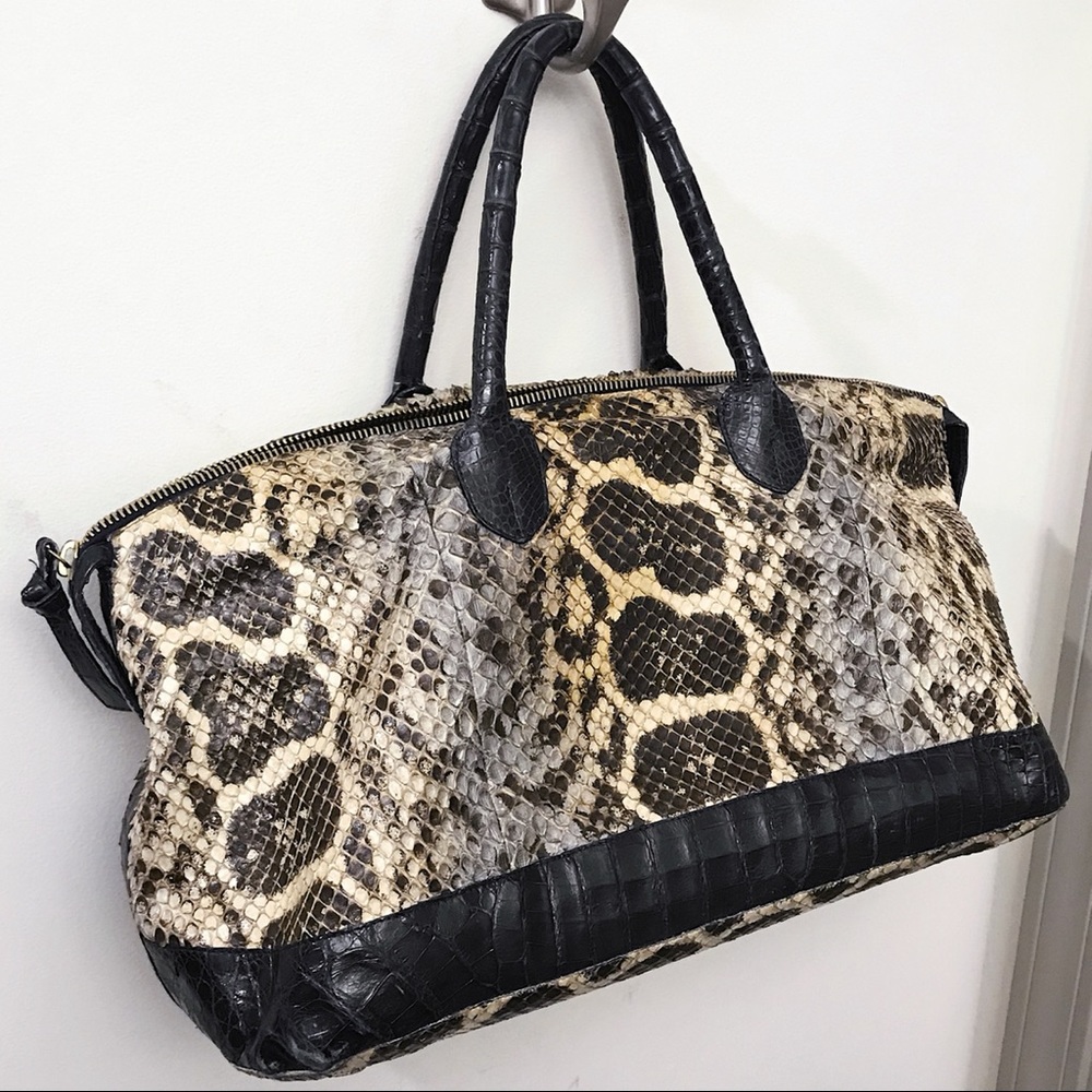 Nancy Gonzalez Crocodile Python Skin Top Handle Duffle Speedy Tote Bag Colombia